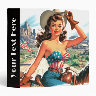Retro Beautiful Cowgirl Pin Up Binder