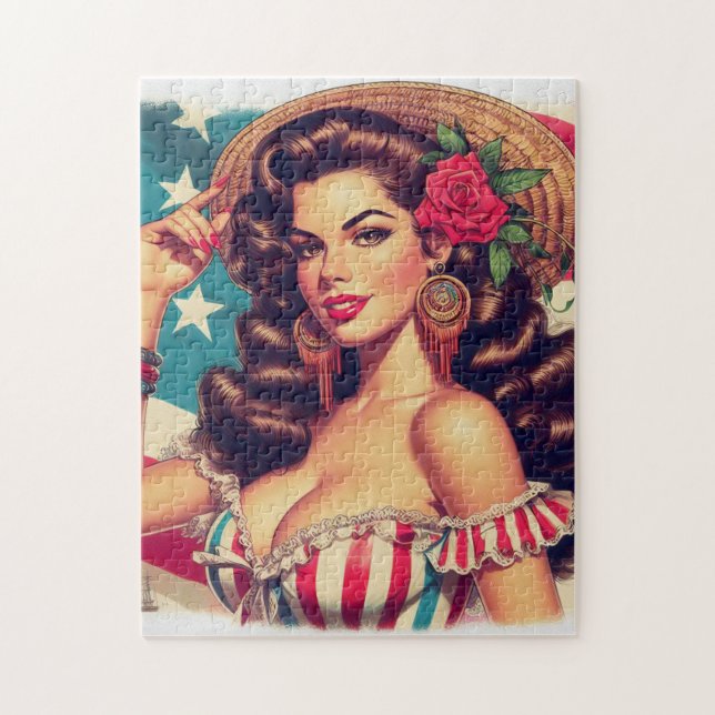 Retro Beautiful Woman Painting Jigsaw Puzzle (Vertical)
