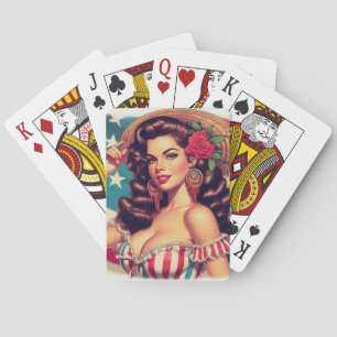 Retro Beautiful Woman Painting Playing Cards