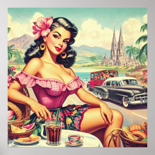 Retro Beauty Hispanic Girl Poster (Front)