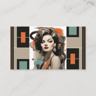 Retro Beauty Salon Hairstylist Cosmetics Industry Business Card