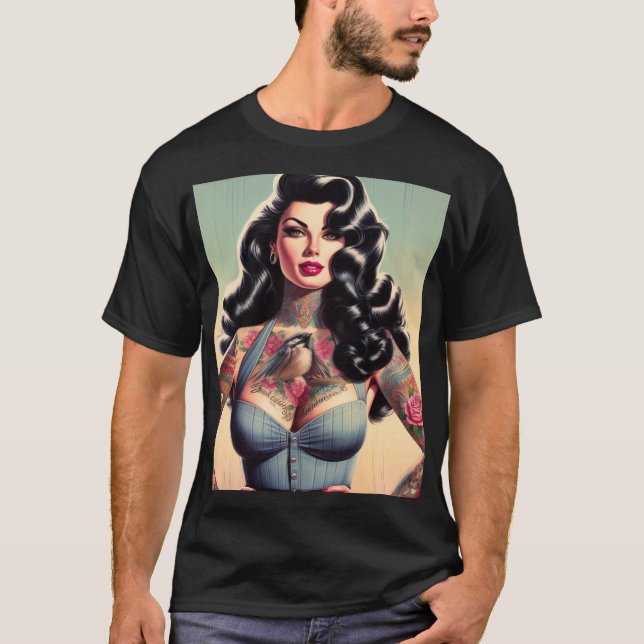 Retro Beauty Tattooed Pin up T-Shirt (Front)