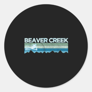 Retro Beaver Creek, Colorado Distressed Skiing  Classic Round Sticker