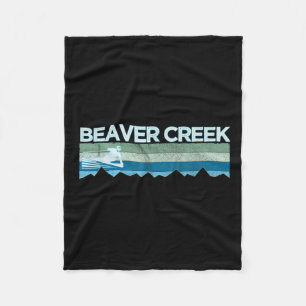 Retro Beaver Creek, Colorado Distressed Skiing  Fleece Blanket