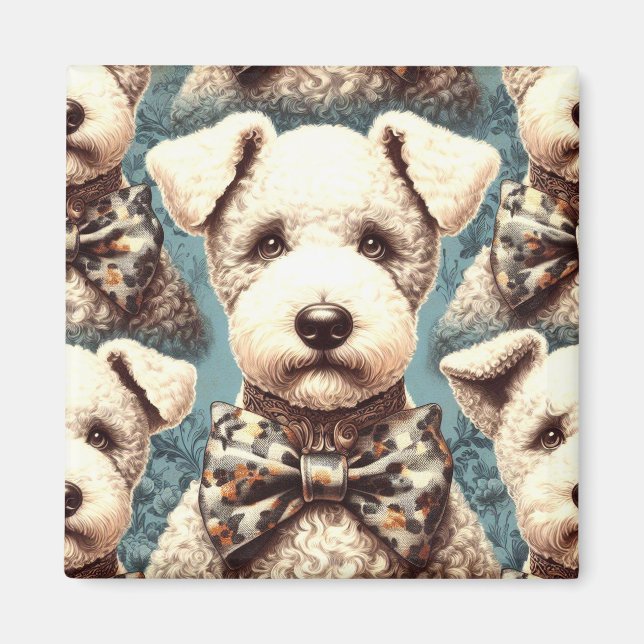Retro Bedlington Terrier Illustration Magnet (Front)