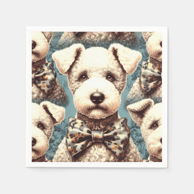 Retro Bedlington Terrier Illustration Napkin (Front)