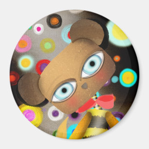 Retro Bee Bear Magnet