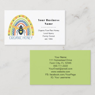 Retro Beekeeper Apiary Organic Honey Bee Rainbow Business Card