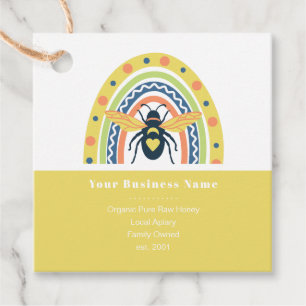 Retro Beekeeper Honey Bee Rainbow Colour Block Favour Tags