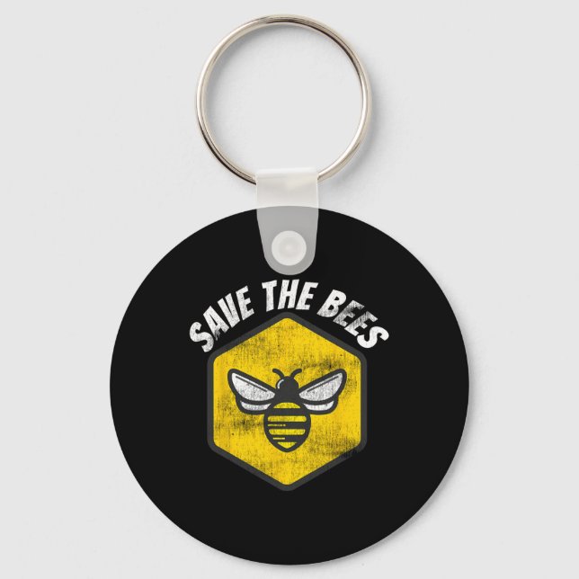 Retro Beekeeper Honeybee Awareness Save The Bees E Keychain (Front)