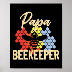 Retro Beekeeper Papa Beekeeper Honeycomb Poster