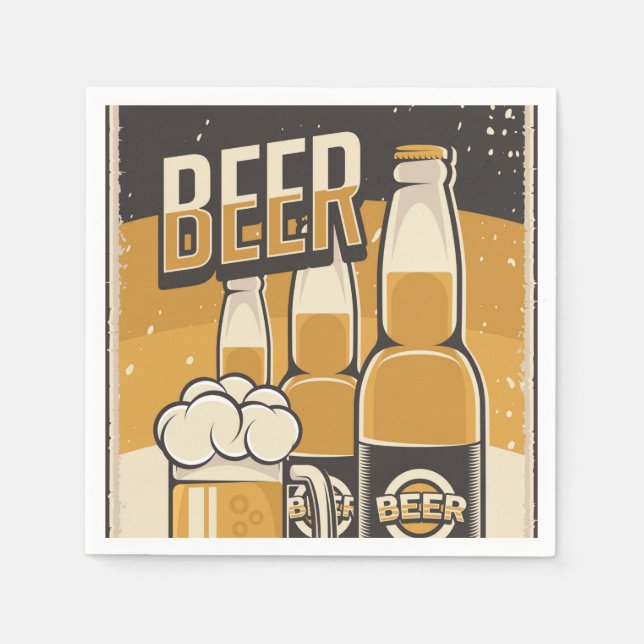 Retro beer lovers party  napkin (Front)