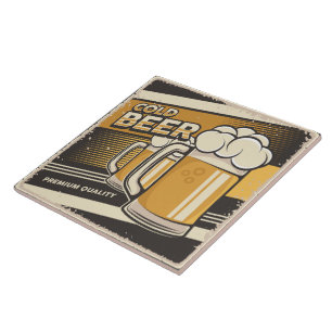 retro beer lovers word art  tile
