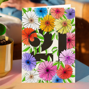 Retro Bege Personalized 21st Birthday Floral Card
