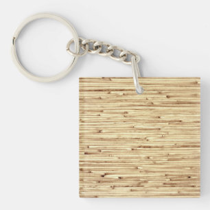 Retro Beige Bamboo Texture Pattern Keychain