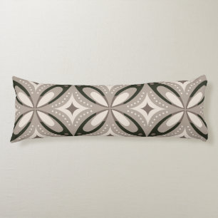 Retro Beige & Brown Geometric Shapes Body Pillow