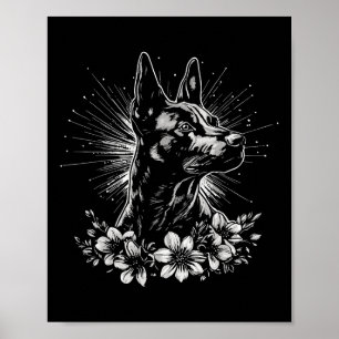 Retro Belgian Malinois Dog Lover Tattoo Style  Poster