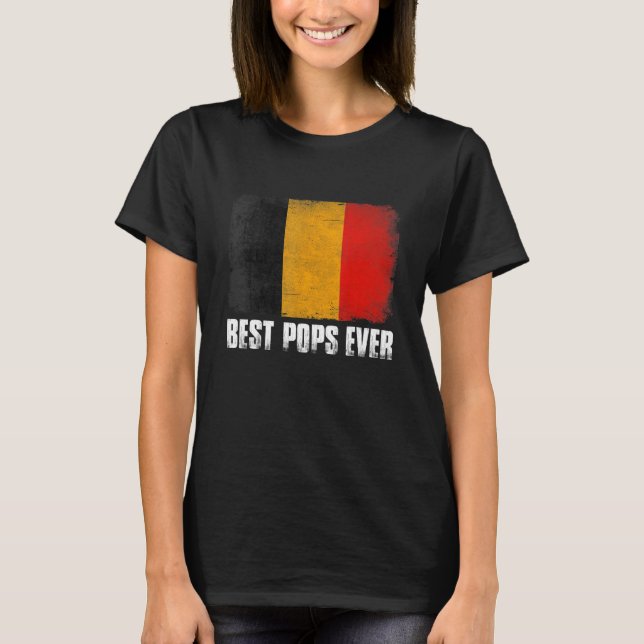 Retro Belgium Flag Best Pops Ever  Father's Day T-Shirt (Front)