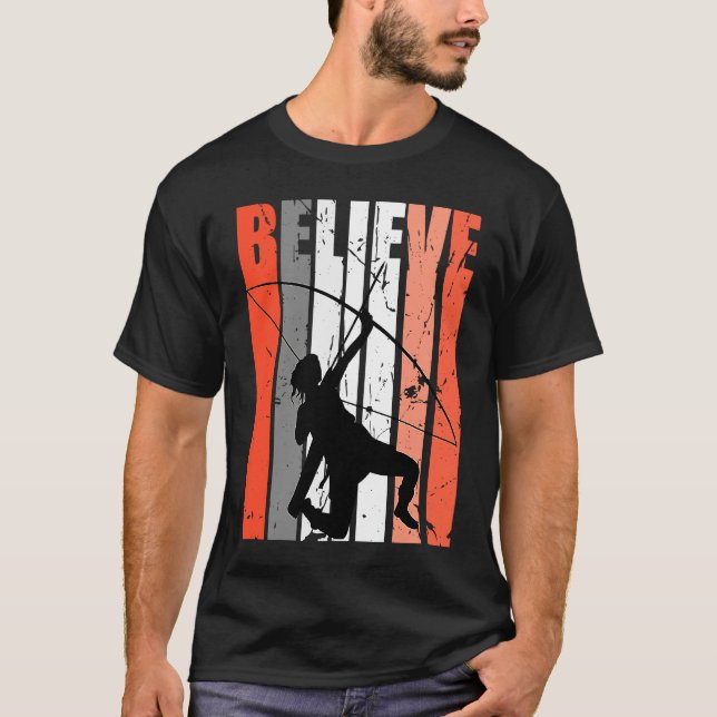Retro Believe Archery Archer Bow Arrow Orange Whit T-Shirt (Front)