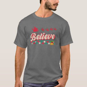 Retro Believe Christmas Vibes Santa Believe Christ T-Shirt
