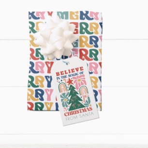 Retro Believe In Santa Magic of Christmas Gift Tags