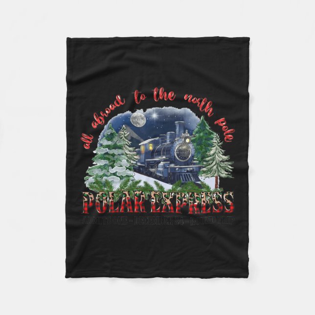 Retro Believe Train North Pole Polar Express All A Fleece Blanket (Front)