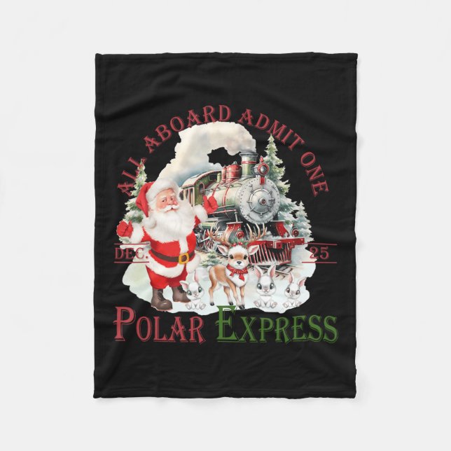 Retro Believe Train North Pole Polar Express All A Fleece Blanket (Front)