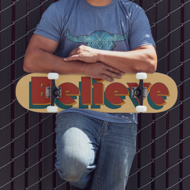 Retro Believe Typography Skateboard Deck (Outdoor 3)