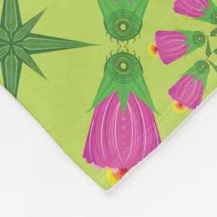 Retro Bell Flower Mandalas Green Fleece Blanket