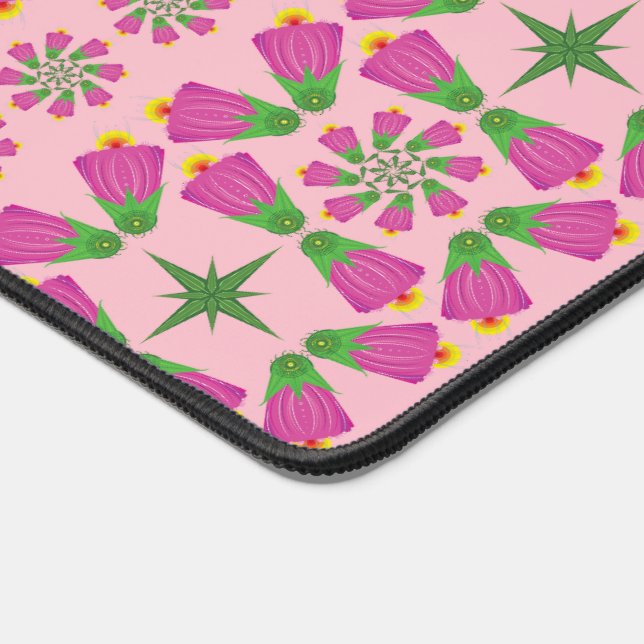 Retro Bell Flower Mandalas Pink Desk Mat (Corner)