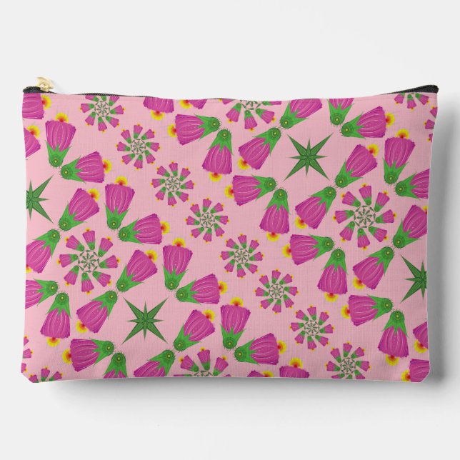 Retro Bell Flower Mandalas Pink Large Pouch (Front)