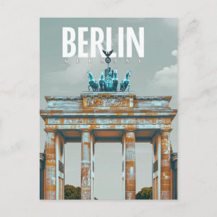Retro Berlin: Brandenburg Gate Travel  Postcard