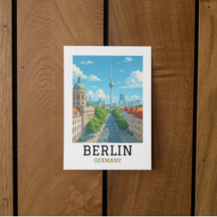 Retro Berlin Skyline TV Tower Skyline View Postcard