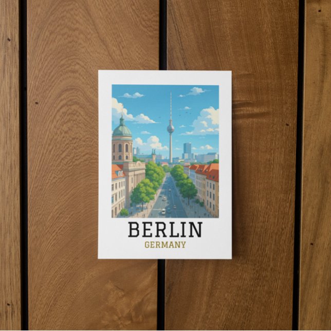Retro Berlin Skyline TV Tower Skyline View Postcard (Retro Berlin Skyline TV Tower Skyline View Postcard)