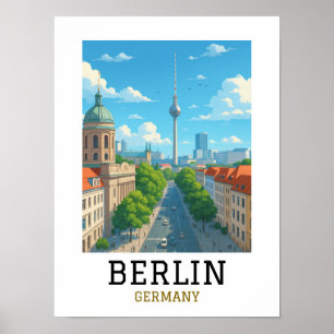 Retro Berlin Skyline TV Tower Skyline View Poster