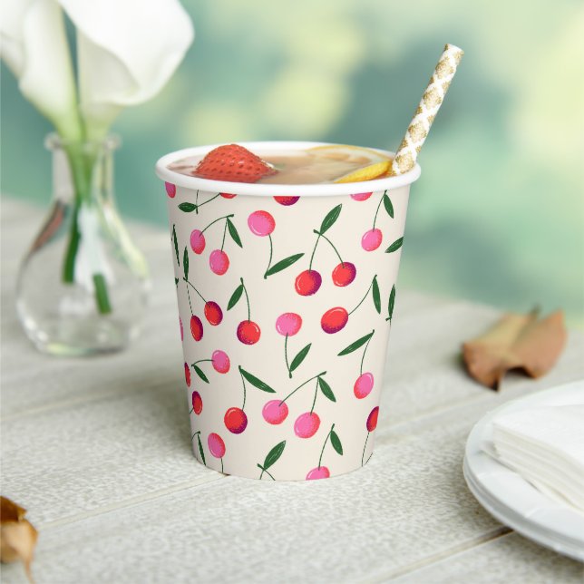 Retro Berry Cherry Birthday Party Paper Cups (Insitu)