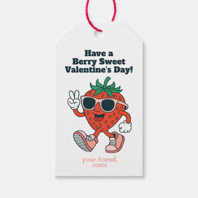 Retro Berry Sweet Strawberry Gift Tag (Front)
