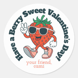 Retro Berry Sweet Strawberry Valentine Sticker