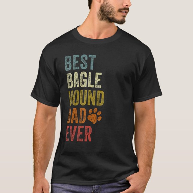 Retro Best Bagle Hound Dad Ever Dog Papa Father's  T-Shirt (Front)
