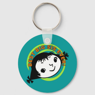 Retro Best Big Sis Ever Keychain