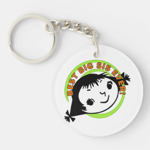 Retro Best Big Sis Ever Keychain