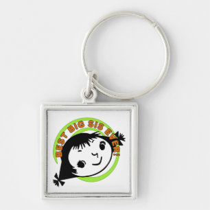 Retro Best Big Sis Ever Keychain