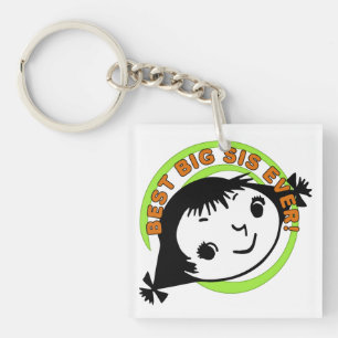 Retro Best Big Sis Ever Keychain