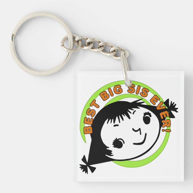Retro Best Big Sis Ever Keychain (Front)