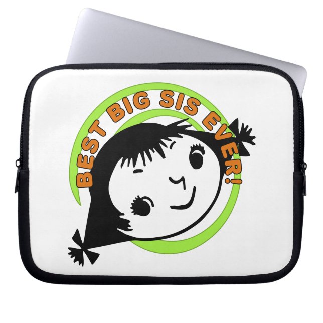 Retro Best Big Sis Ever Laptop Sleeve (Front)