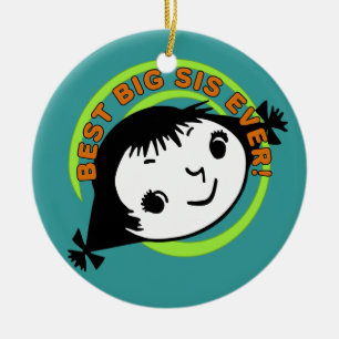 Retro Best Big Sister Ever Ceramic Ornament