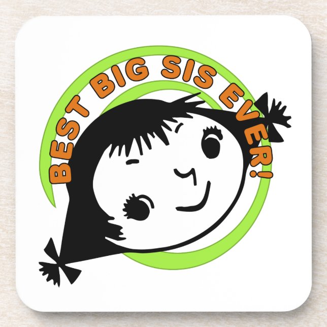 Retro Best Big Sister Ever Coaster (Front)
