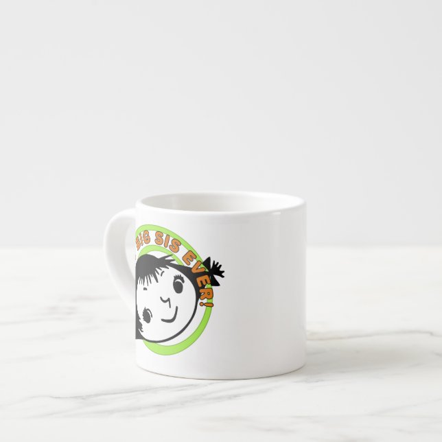 Retro Best Big Sister Ever Espresso Cup (Front Left)