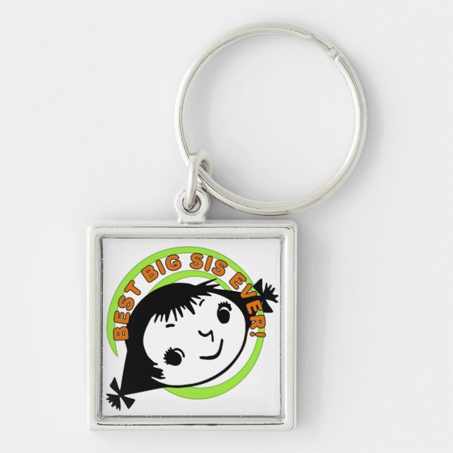 Retro Best Big Sister Ever Keychain (Front)