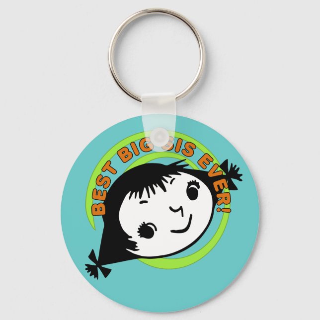 Retro Best Big Sister Ever Keychain (Front)